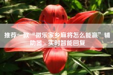 推荐一款“微乐家乡麻将怎么能赢”辅助器 - 实时智能回复