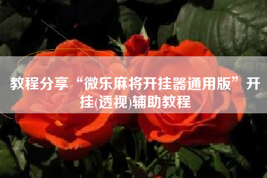 教程分享“微乐麻将开挂器通用版	”开挂(透视)辅助教程