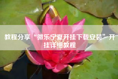 教程分享“微乐宁夏开挂下载安装”开挂详细教程