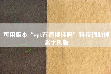 可用版本“wpk有透视挂吗	”科技辅助神器手机版